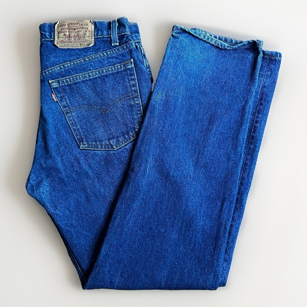 Vintage 80s Levis 505-0216 Straight Leg Jeans 33*x32 Made in USA Blue Denim